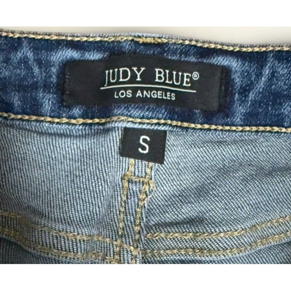 Judy Blue Distressed Cutoff Denim Shorts Raw Hem Stretch Size Small Mid-Rise - Picture 4 of 7